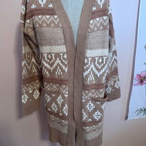 SO Women's Brown and Cream Cardigan